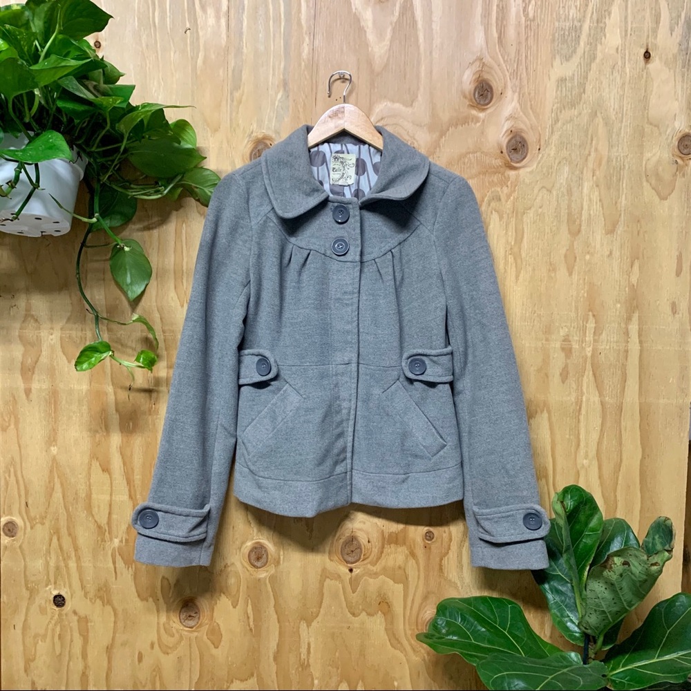 Tulle Gray Short Trench Jacket Coat
